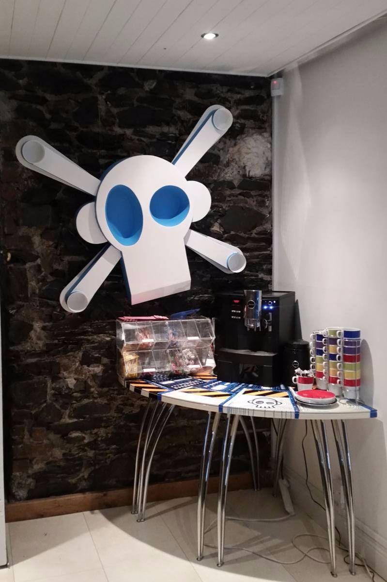 mutiny recording studio logo sculpture